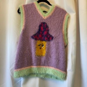 Teddy Fresh Fuzzy Lavender Mushroom Appliqué Sweater Vest size XL